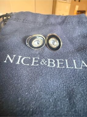 Gold plates Black and Gold Crystal Stud Earrings